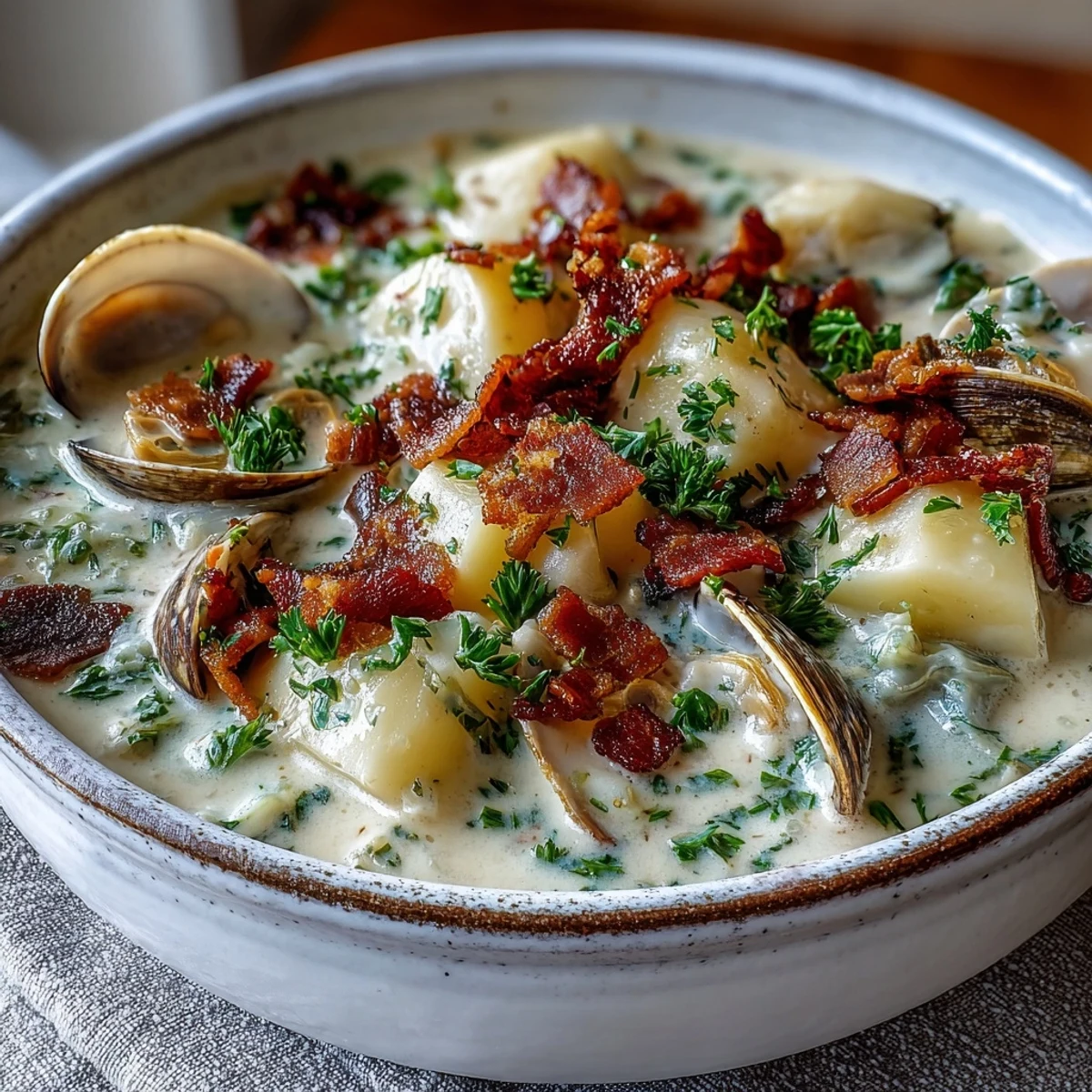New England Clam Chowder - Creamy Comfort with Tender Clams and Potatoes