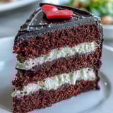 Red velvet Betty Boop cake with cream cheese buttercream, sliced and ready to serve with fresh berries