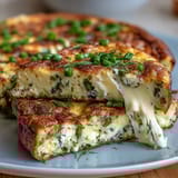 Fluffy egg frittata filled with tender asparagus, creamy goat cheese, and vibrant spring greens.  