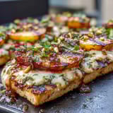 BBQ Peach Brie Flatbread Grill