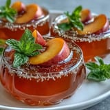 Vibrant Peach Bellini Jello Cups offering a boozy, fruity dessert experience.