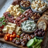 Delicious September Football Snack Board featuring hummus, olives, and crunchy pretzels.