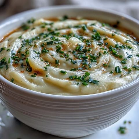 Creamy Potato Leek Soup simmered in a large pot, garnished with fresh chives for a comforting vegetarian dinner.