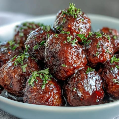 Tender Grape Jelly and Chili Sauce Meatballs simmer in a sweet, tangy glaze inside a slow cooker for a party-ready appetizer.