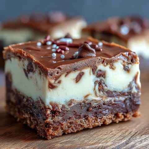 Spooky swirl of Early Halloween Pumpkin Brownie Cheesecake Bars, rich and creamy.