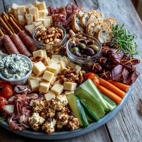 Colorful September Football Snack Board bursting with cheese, meats, and crackers.