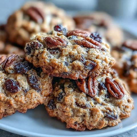 Golden baked sweet potato breakfast cookies, bursting with dried cranberries and nuts.