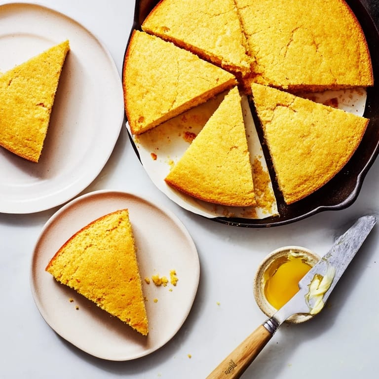 A close-up of moist cornbread slices with a crispy edge, perfect for a classic American side dish at any family dinner.