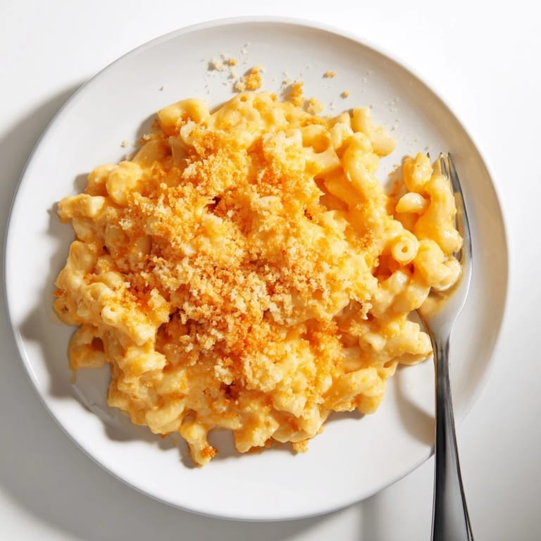 Freshly baked macaroni and cheese is garnished with parsley, perfect for a cozy weeknight family dinner.