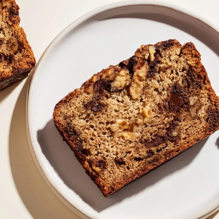 Warm slice of Banana Bread with a pat of butter melting on top, perfect for an afternoon snack.