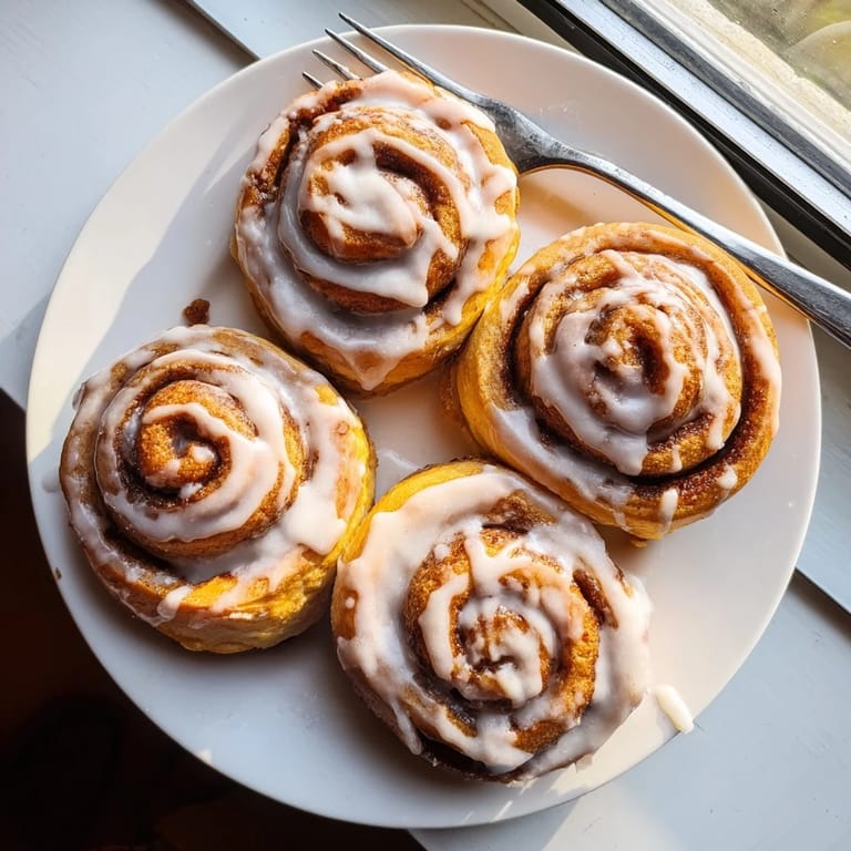 Warm Cinnamon Rolls topped with luscious vanilla glaze, paired with a glass of milk for a cozy comforting treat.