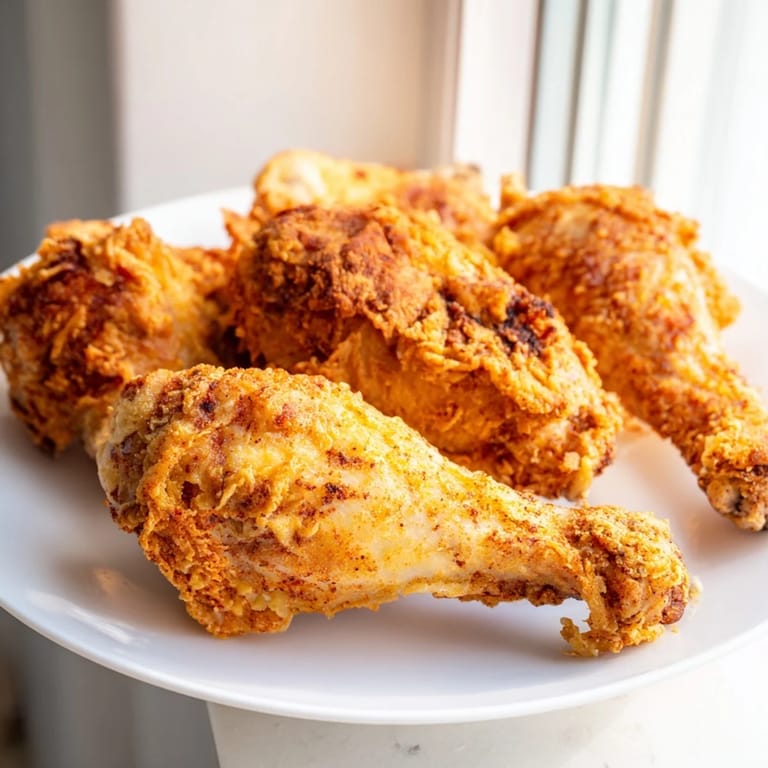 A close-up of deep-fried chicken drumsticks and thighs, golden and crunchy, ready to be served with dipping sauce.