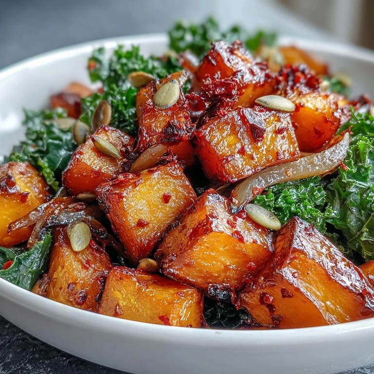 Roasted red kuri squash bowl, a savory autumn dish with warming spices and pepitas.