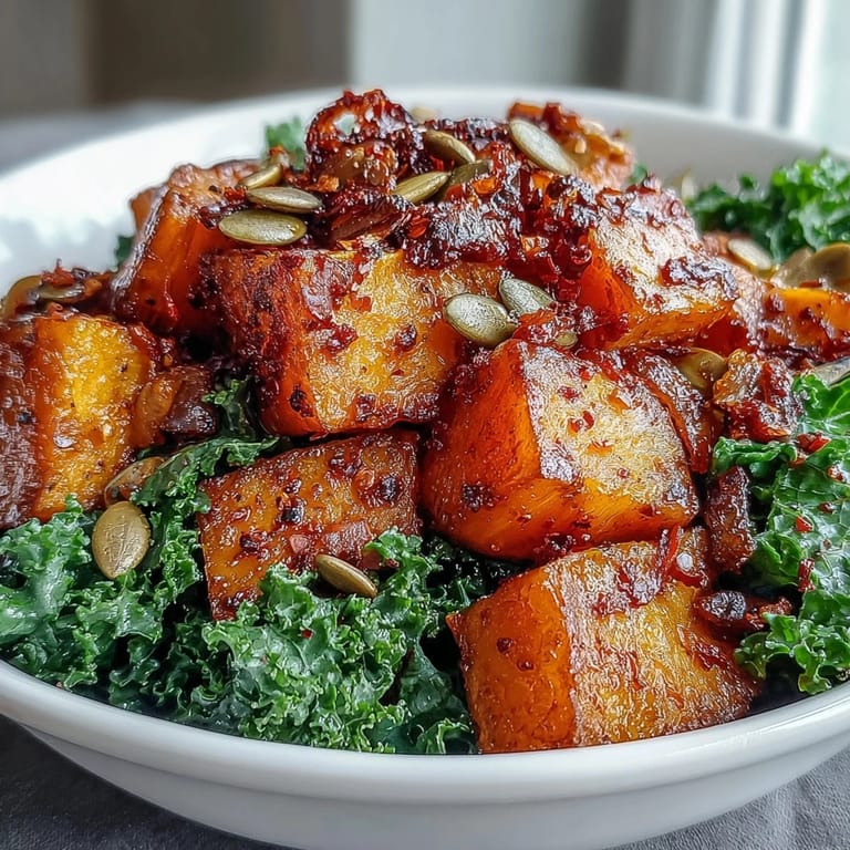 Vibrant Sweet and Spicy Red Kuri Squash Bowl, ideal for a cozy, flavorful meal.