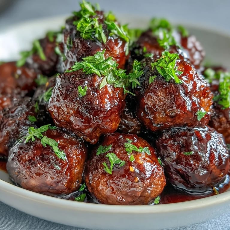 Savory Grape Jelly and Chili Sauce Meatballs plated over steamed rice, making a cozy main dish for an easy weeknight dinner.
