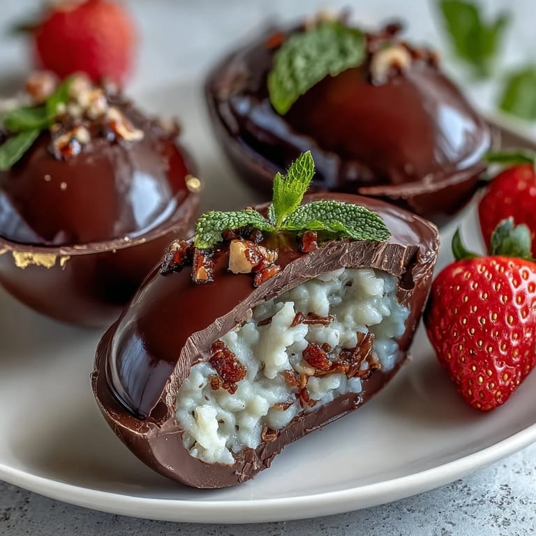 Elegant Dubai Chocolate Strawberry Easter Eggs with a crisp, strawberry-white chocolate shell and golden leaf accents.