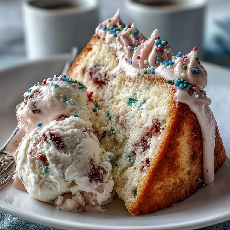 Whimsical Spring Funfetti Cake topped with smooth pastel buttercream, offering a cheerful and joyful celebration centerpiece.