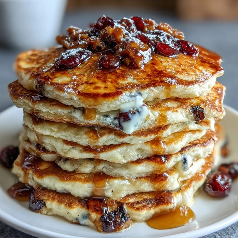 Warm oven-baked blueberry pancake casserole topped with a sprinkle of sugar, sliced into squares and ready to serve with maple syrup.