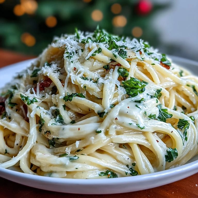 Freshly cooked pasta tossed in silky lemon butter sauce with garlic and Parmesan