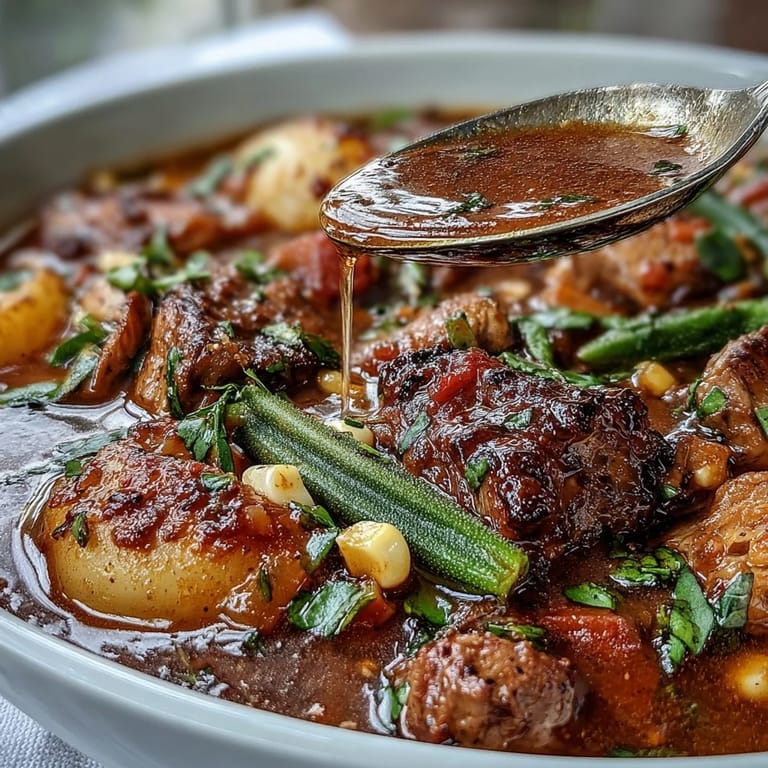 Rich and thick Kentucky Derby Burgoo Stew, perfect for gathering with friends and family.