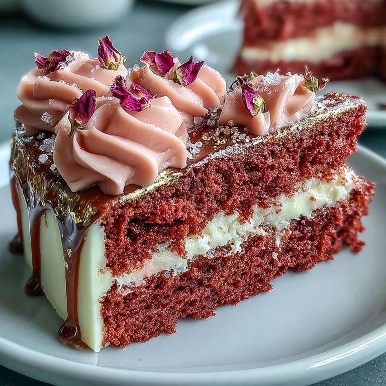 Decadent Bridal Shower Rosé Velvet Cake, a perfect centerpiece for celebration, ready to serve.