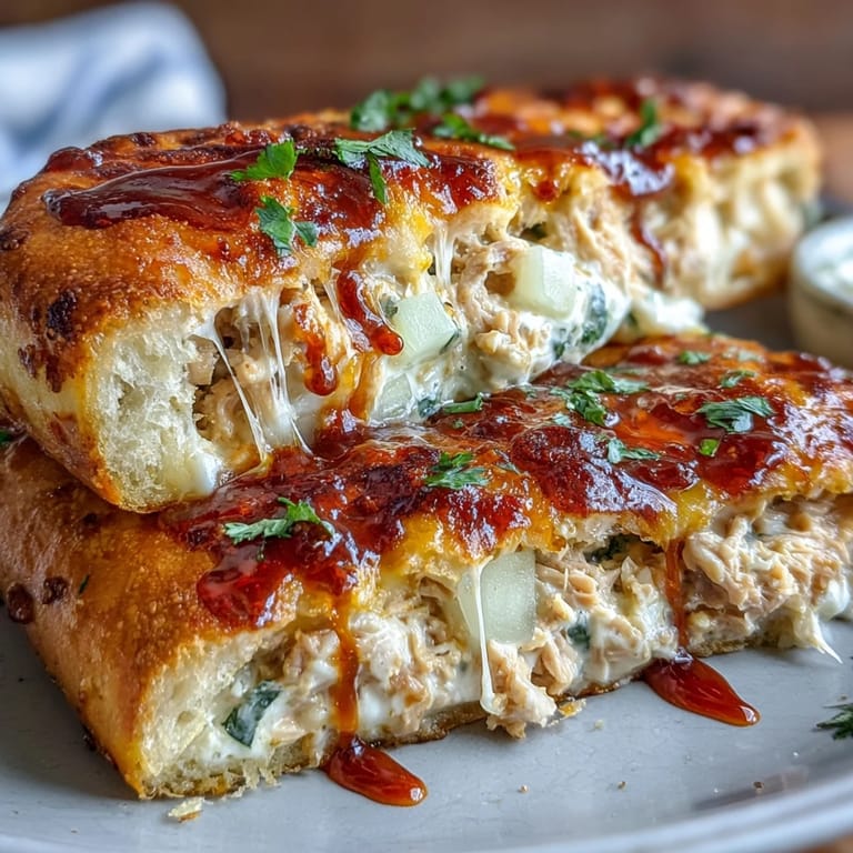 A delicious chili crisp tuna melt flatbread, perfect for lunch or dinner.