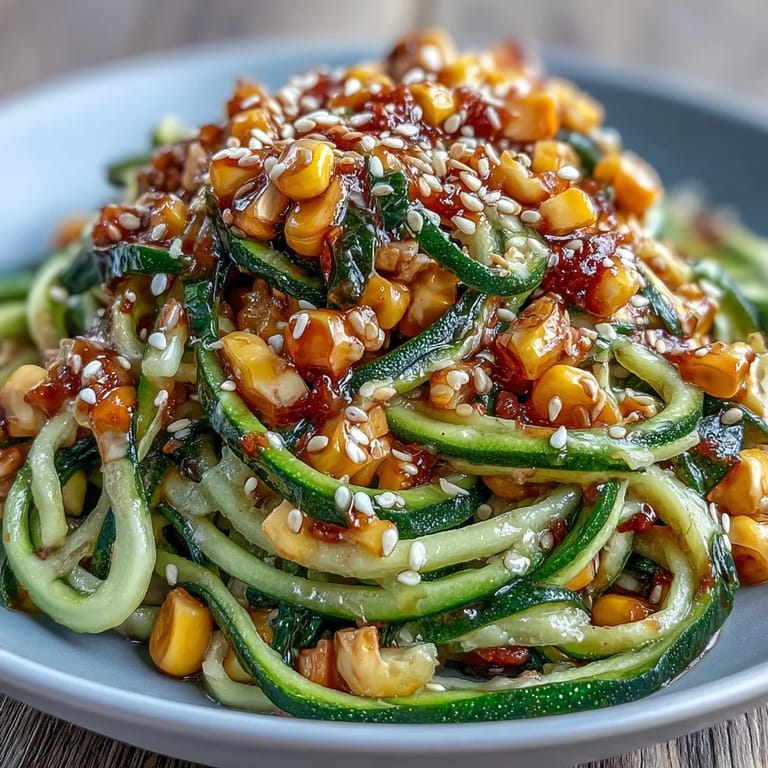 Deliciously refreshing chili crisp corn and cucumber noodles, perfect for a light lunch.