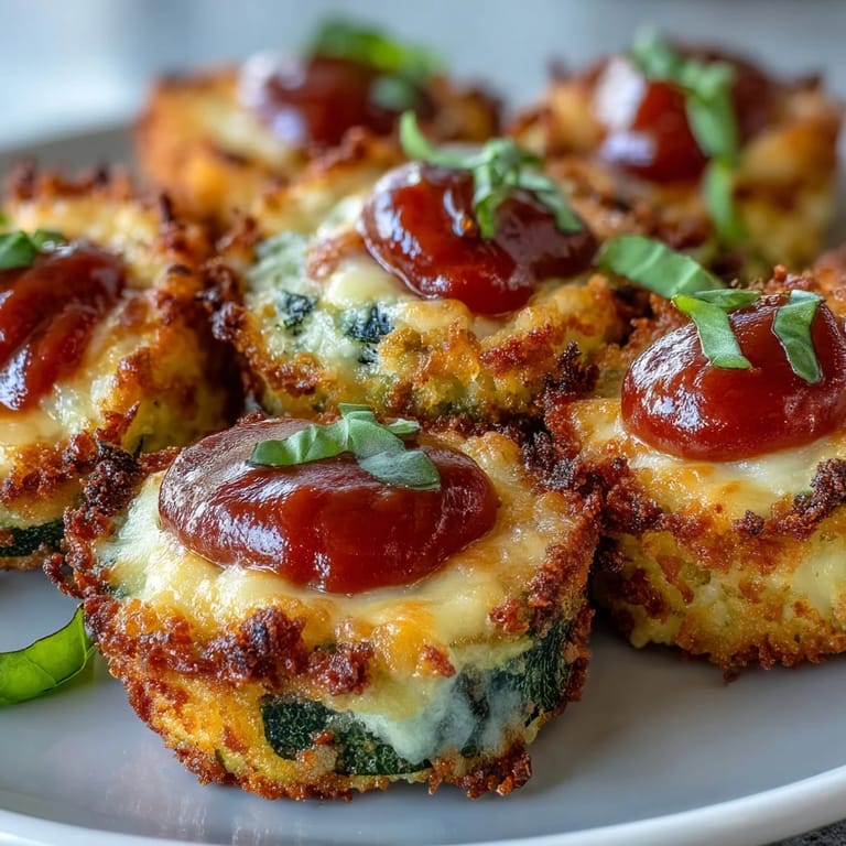 Delicious baked zucchini pizza bites, oven-finished with bubbly cheese and herbs.