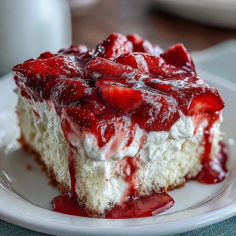 Generous portion of Strawberry Horchata Tres Leches Cake awaiting tasting.