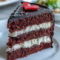 Red velvet Betty Boop cake with cream cheese buttercream, sliced and ready to serve with fresh berries