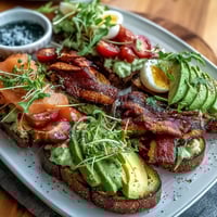 1. Vibrant avocado toast board with smoked salmon, fresh veggies, and creamy avocado spread—perfect for spring brunch.  