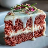 Elegant Bridal Shower Rosé Velvet Cake with shimmering gold drip on a platter.