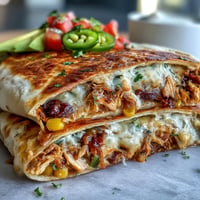 Golden brown Rotisserie Chicken Crunch Wrap Bake features layers of chicken, cheese, and chips.