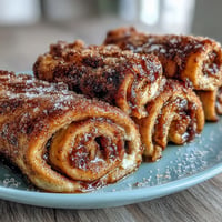Golden brown Apple Butter Breakfast Roll-Ups dusted with cinnamon sugar.